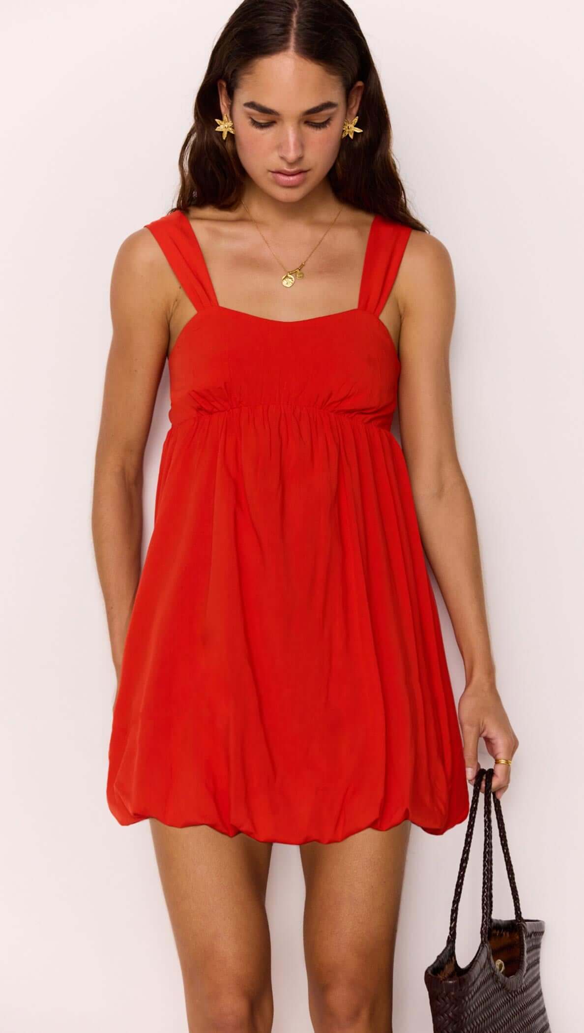MINKPINK — Scarlett red bubble mini dress.
