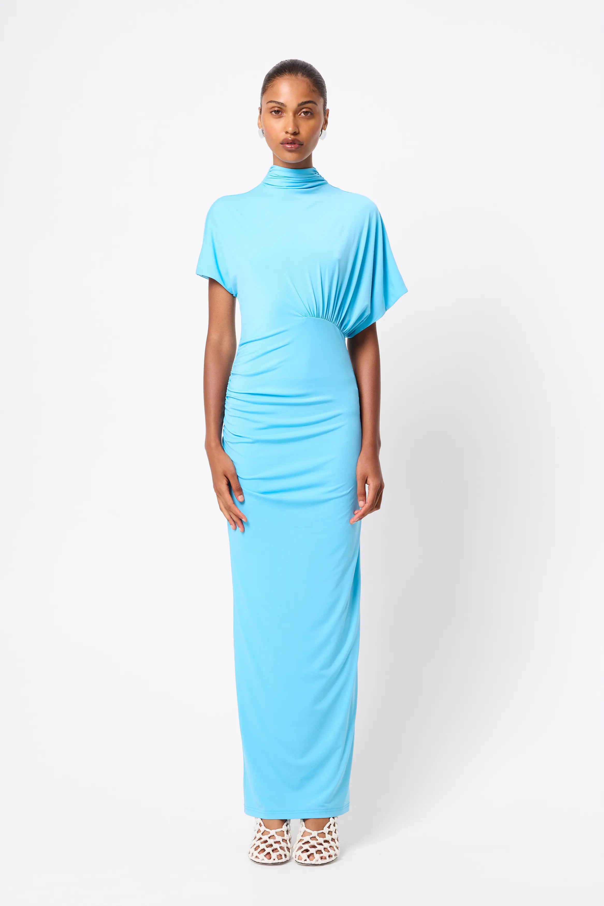 Mossman — Athena maxi dress in aqua blue.