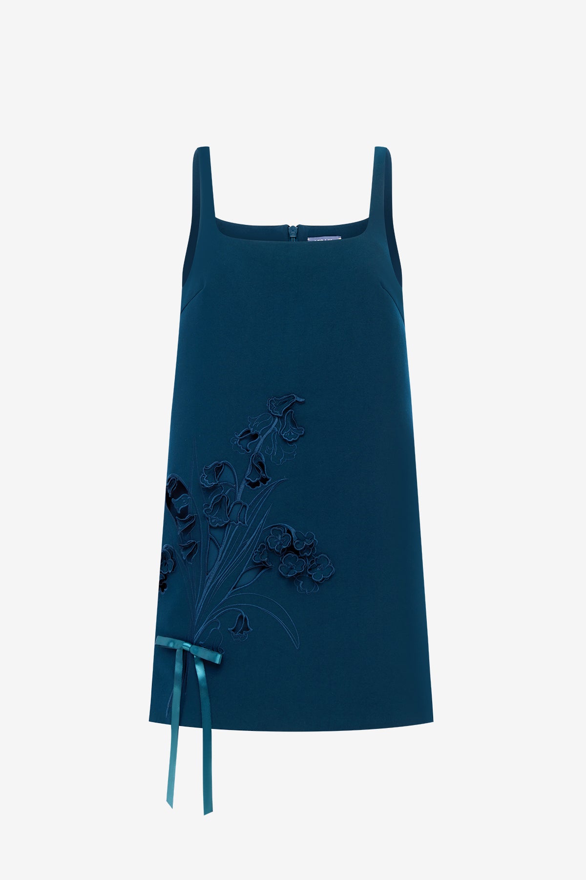 LEO LIN — Mila appliqué mini dress in teal.
