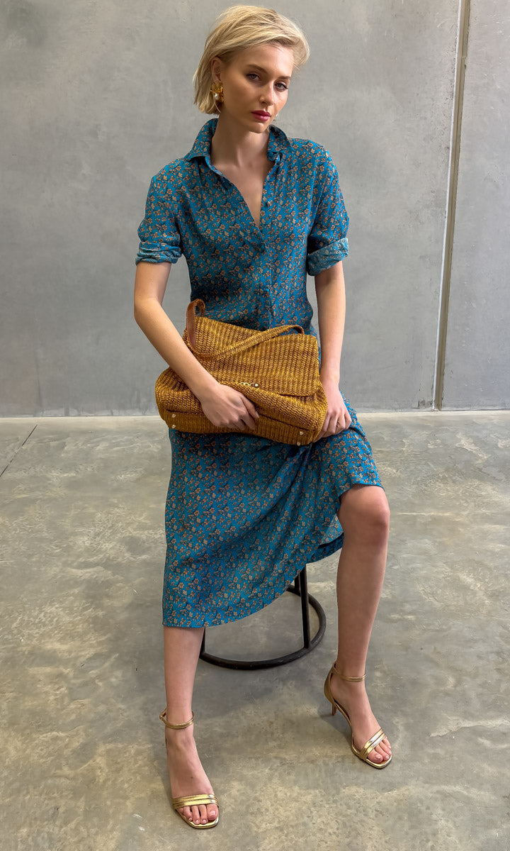 HOSS — Kelvin midi dress in cornflower blue.