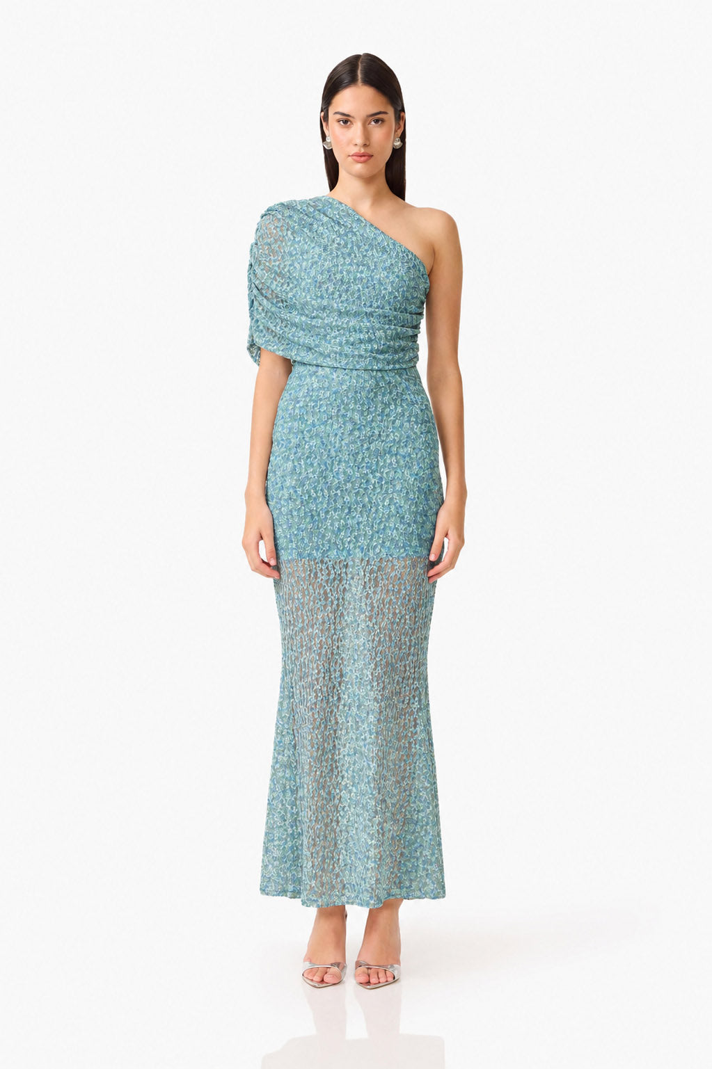 ELLIATT — Orel asymmetric maxi dress in blue.