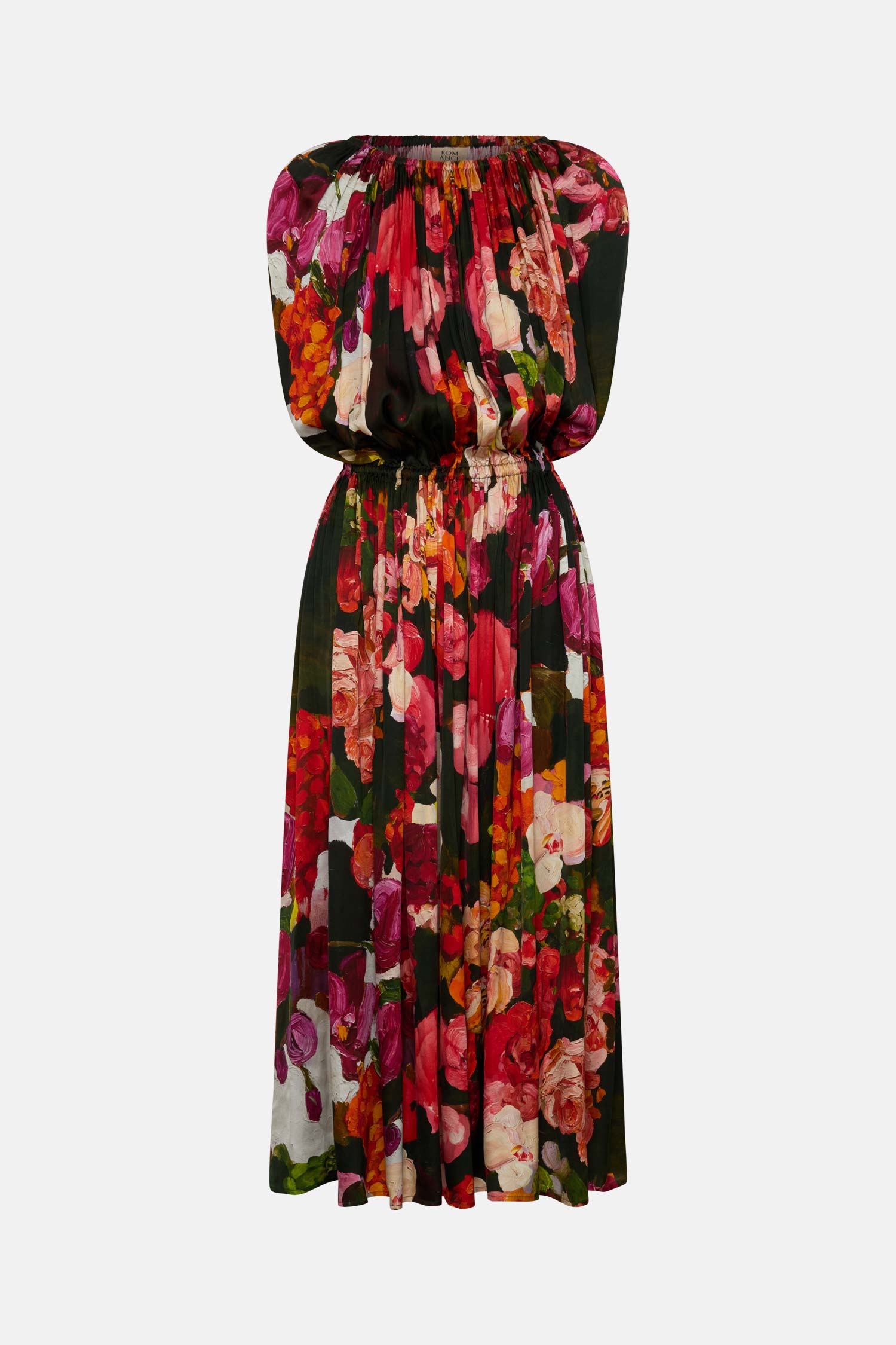ROMANCE WAS BORN — Red bouquet satin dress.